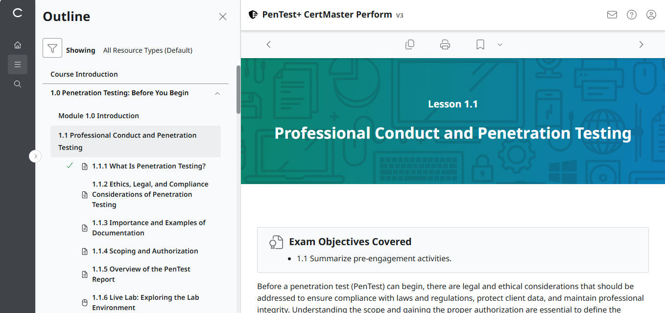 CompTIA PenTest+ CertMaster Perform  PT0-003 (V3)